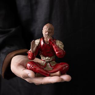 齐天大圣孙悟空茶宠摆件三不猴子不说不听不看玄关家居装饰工艺品