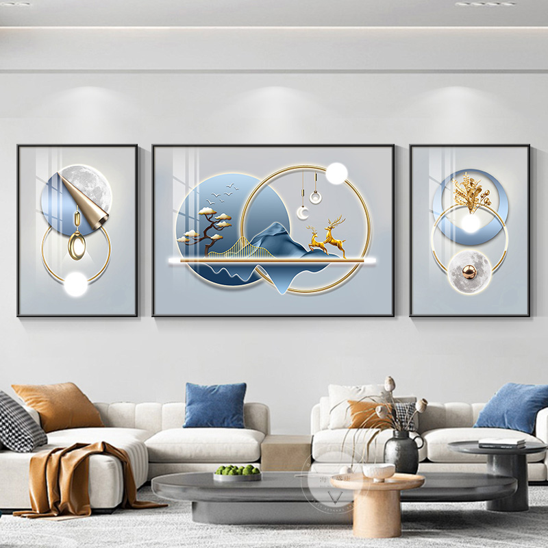 轻奢客厅装饰画2025新款沙发背景墙高级感三联画挂画现代简约壁画