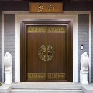 铜门别墅大门双门乡村庭院门农村自建房大门不锈钢铜门进户门