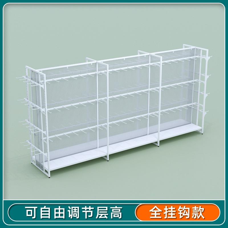 全白色挂钩货架玩具店文具店展示柜精品饰品店展示架宠物货柜陈列