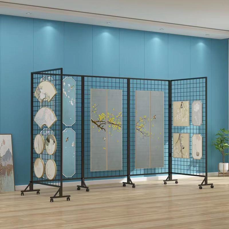 幼儿园作品示架网铁艺移动展格架美术展示收纳展摆391折叠展示示