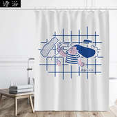 日式 加厚涤纶防水布帘卫生间厨房隔断挂帘不透防水抗霉 浴室浴帘