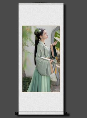 照片定制挂轴画 画来图定做卷轴挂画 画写真相片汉服海报中式国字