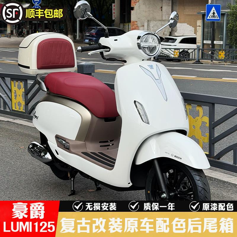 适用豪爵LUMI125尾箱摩托车复古后备箱踏板大容量改装原车漆配色