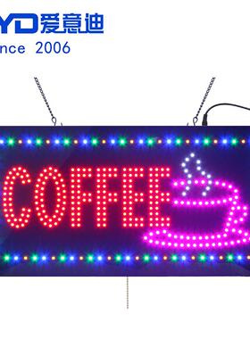 厂家货源咖啡店招牌标识发光字小灯箱 LED COFFEE SIGN 30x60cm