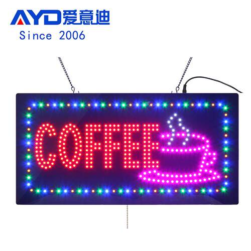 厂家货源咖啡店招牌标识发光字小灯箱 LED COFFEE SIGN 30x60cm
