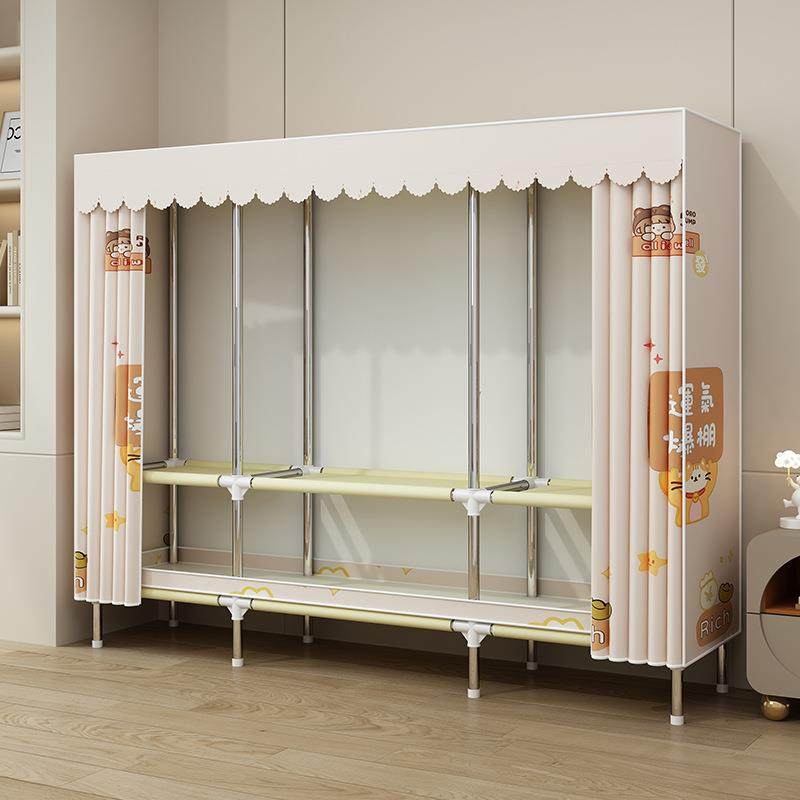 简易衣柜家用卧室无品牌/组装钢管架钢加加粗加厚收纳租出房衣橱