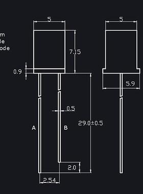 高亮5X5X7方形带色红发红光黄光翠绿普绿色 557直插LED发光二极管