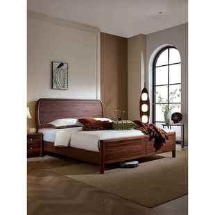 政府补贴北美黑胡桃木实木床现代简约家用小户型1米8主卧双人床