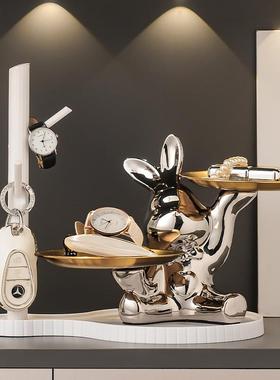 入户门玄关兔子钥匙收纳置物架摆件轻奢高档鞋柜客厅儿童房装饰品