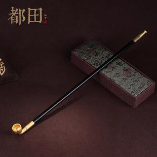 手工加长50cm实木道具烟斗烟杆黄铜嘴老式男士烟锅子纪晓岚旱烟袋