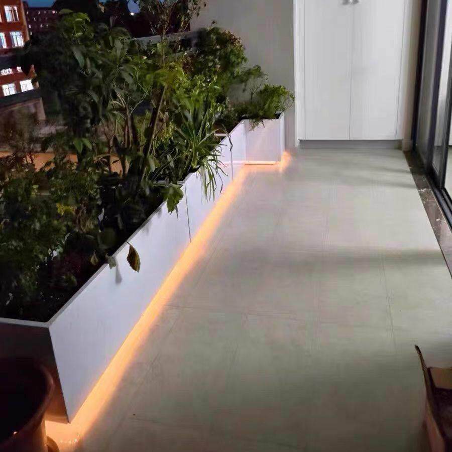 户外太阳能铁艺花箱街道庭院LED发光花盆不锈钢花槽围栏隔断外摆