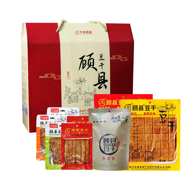 广安特产顾县豆干 干礼盒牛皮豆干 干即食四川精美麻辣吃货送礼年