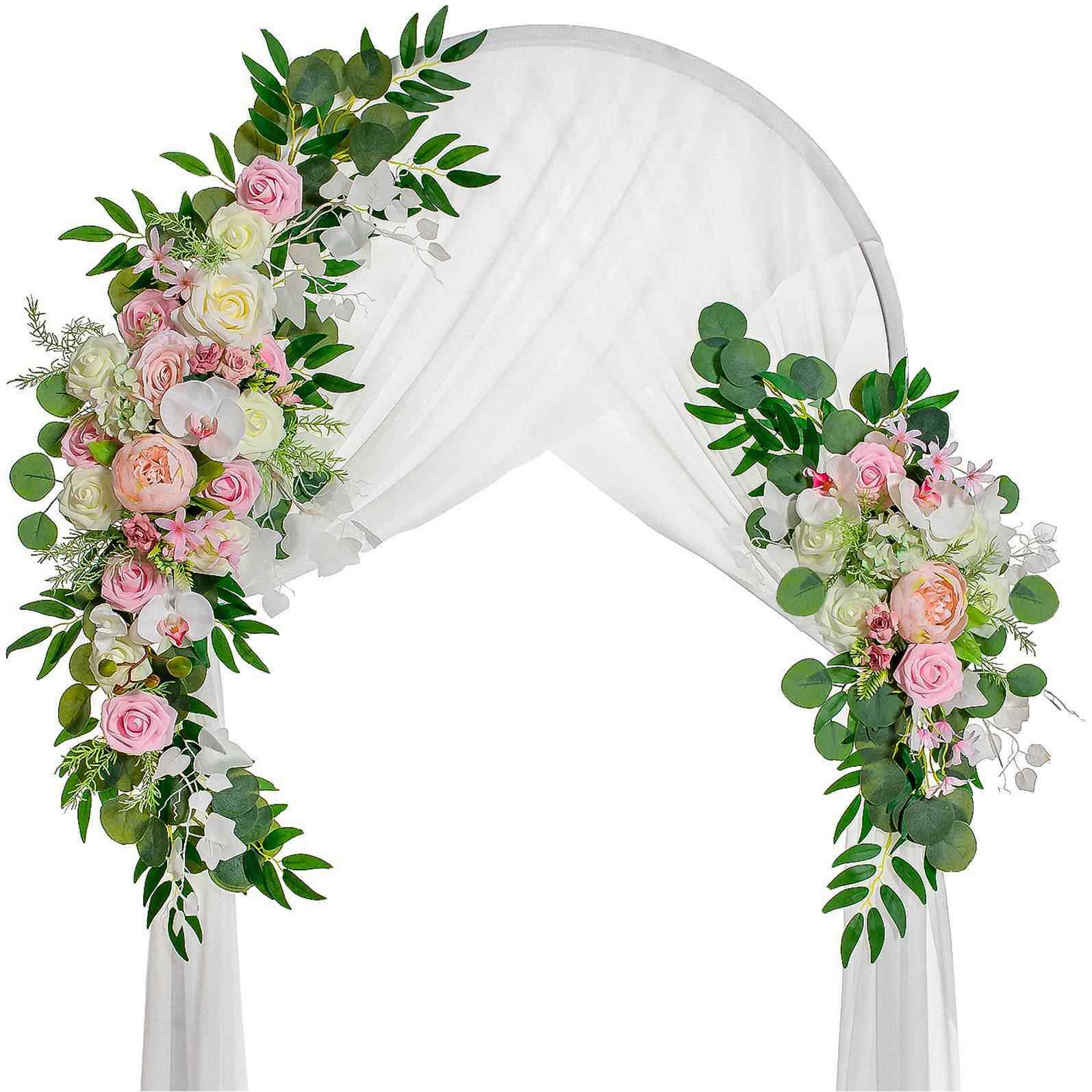 仿真门楣花YMX003婚礼花装饰家居花环插玫画瑰绢花壁挂饰货马源跨