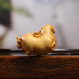 黄杨木雕手把件文玩男士随身把玩中式木质雕刻工艺动物生肖马唐马