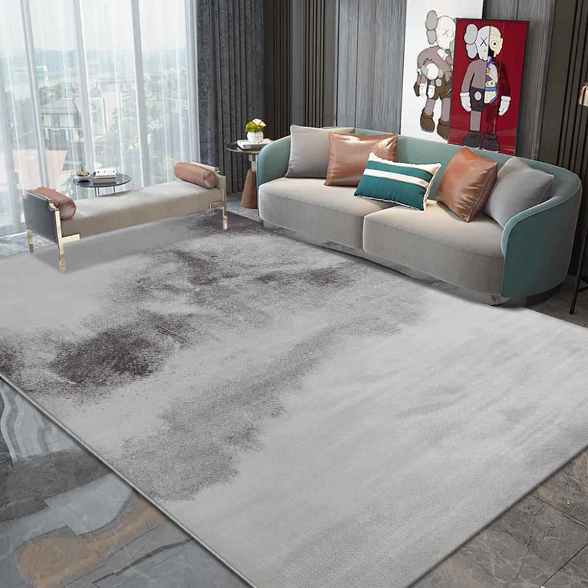 高档客厅地意毯现代简约式极简欧书房感卧室侘寂轻奢高级北沙发毯