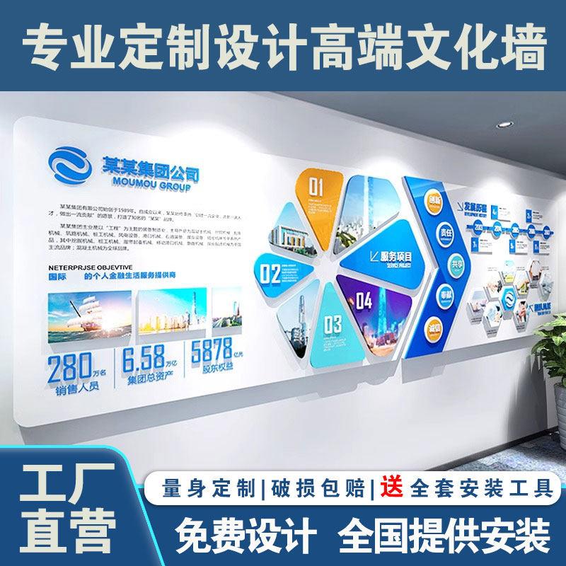 企业文化墙设计定制展示板公司文化背景墙励志标语员工风采照片墙