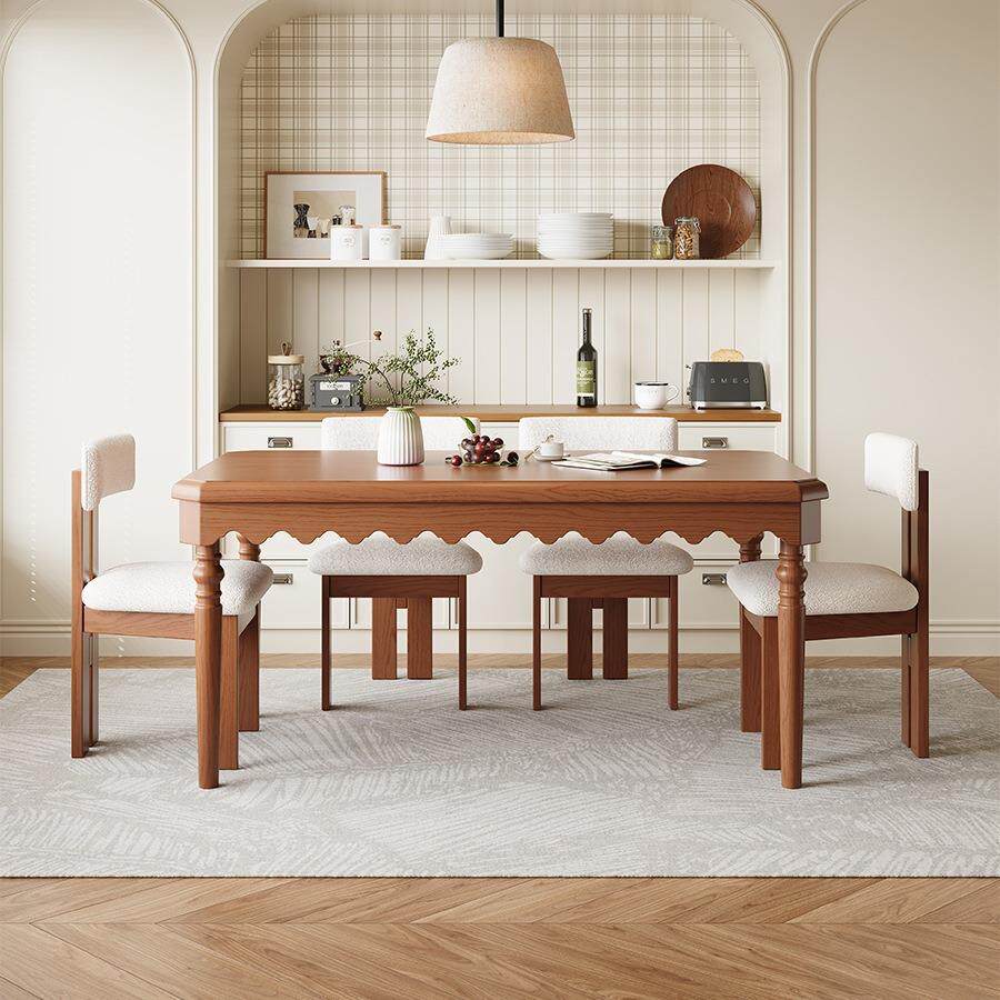 白蜡木全实木餐桌椅法式复古小户型美式简约家用长方形西餐桌组合