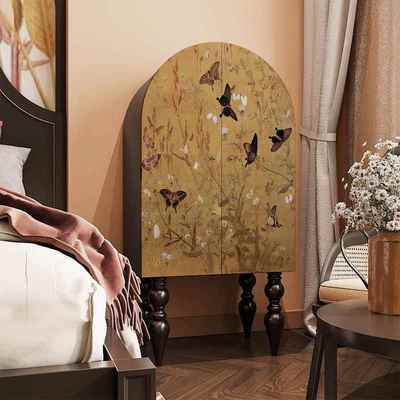 中式上弧形斗柜靠墙高脚边柜餐厅成品储物柜客厅过道实木收纳柜子