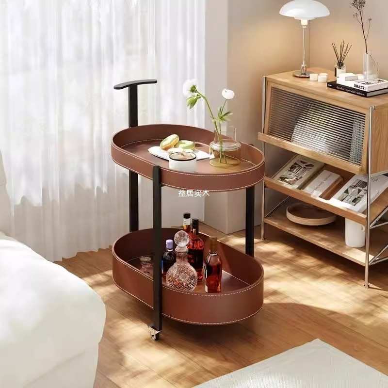 置茶几简客厅边可移动带几不锈钢式架家用轮极意卧室小推车物沙发