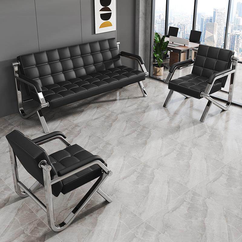 简约办公沙发商务接待室会客三人位西皮现代时尚椅子沙发茶几组合