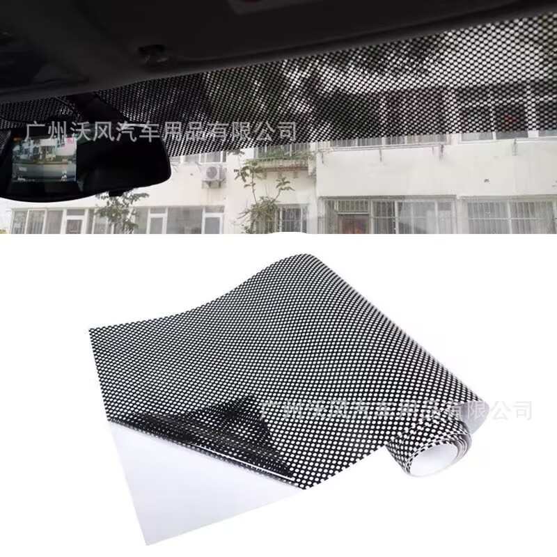 3D汽车前挡风玻璃隔热贴花贴纸 黑色前后档装饰单透网孔遮阳贴花