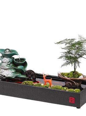 创意流水生财摆件桌面鱼缸循环水装饰客厅玄关办公室摆设开业礼品