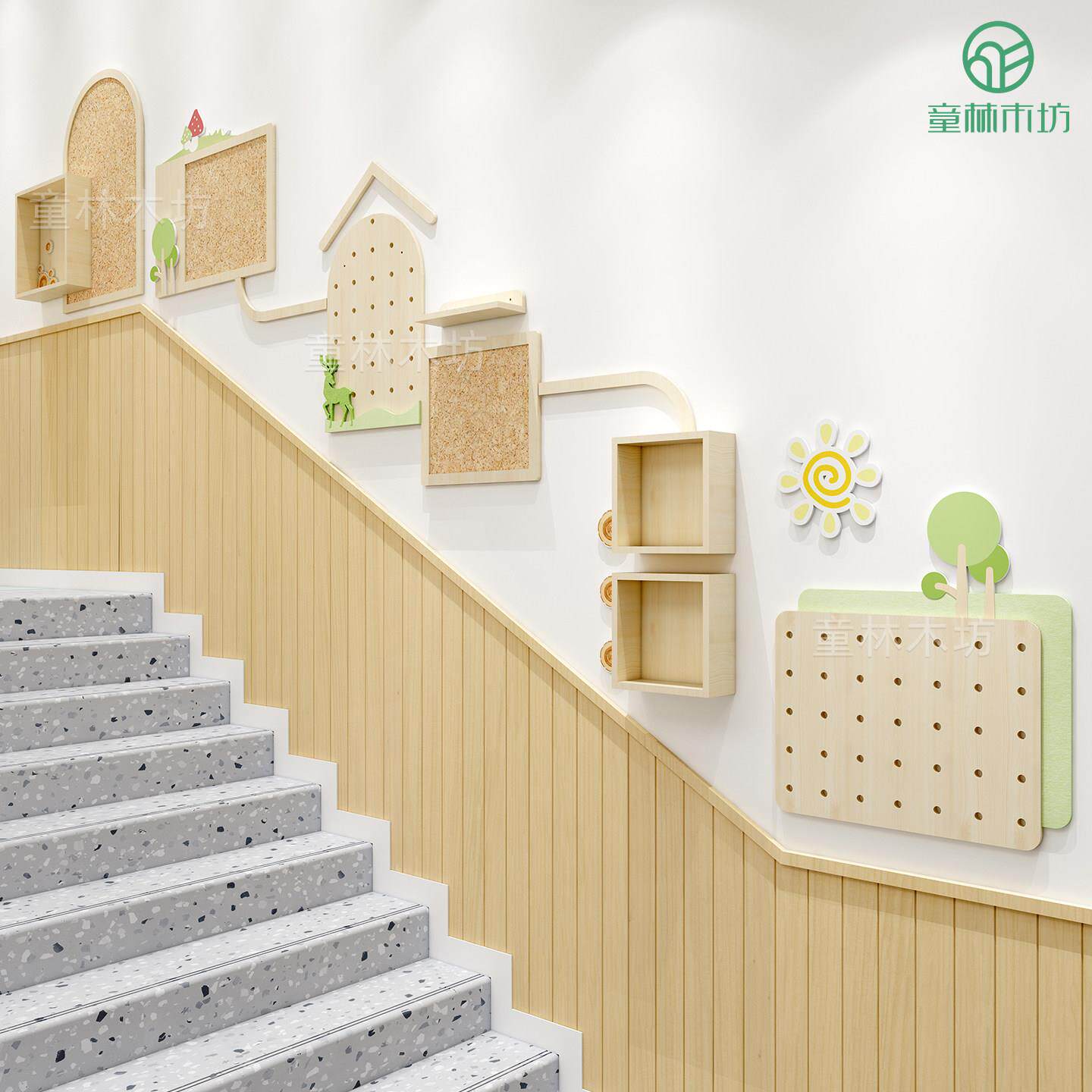 幼儿园走廊楼梯文化墙环创布置成品展示板公示栏立体墙贴墙面装饰