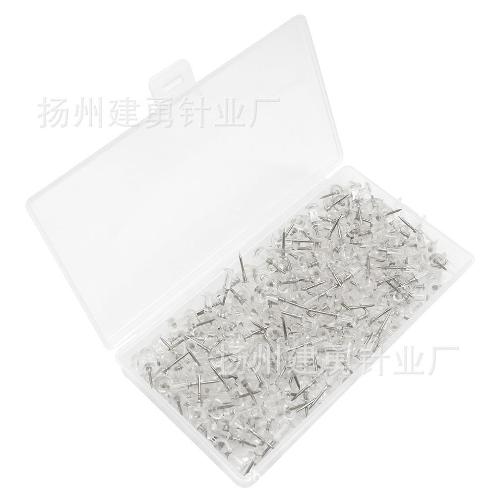 跨境新款透明工字钉盒装塑料钉绘画钉软木板钉办公留言固定按钉