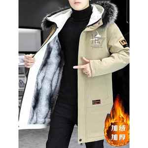 男款羽绒服中长款加绒加厚派克服男装2025新款男士棉服潮冬季外套