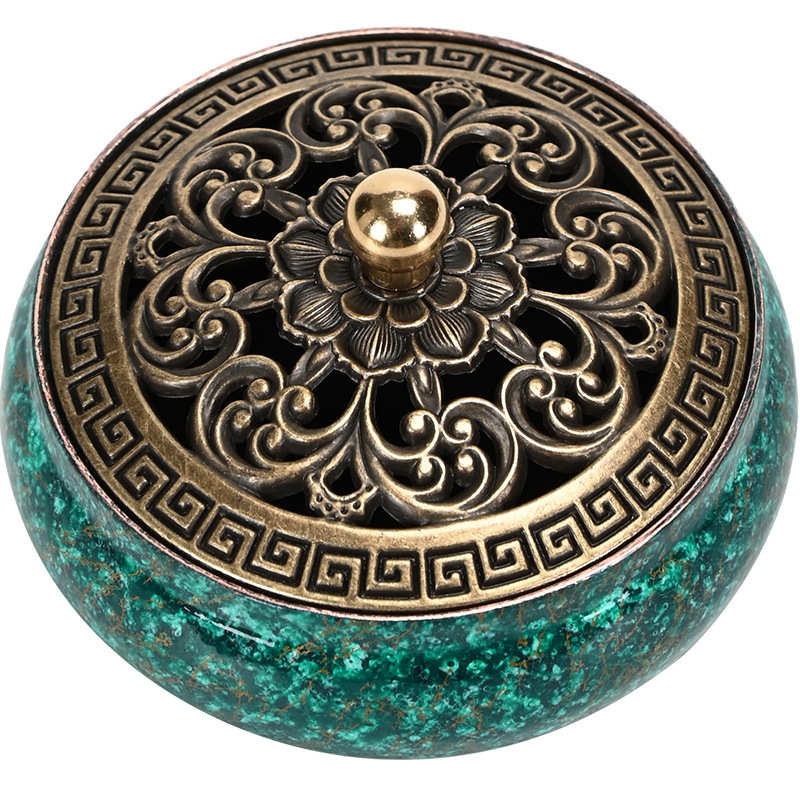 莲花盘香炉室内沉香檀香熏香炉家用茶道摆件用品小号复古香薰炉子