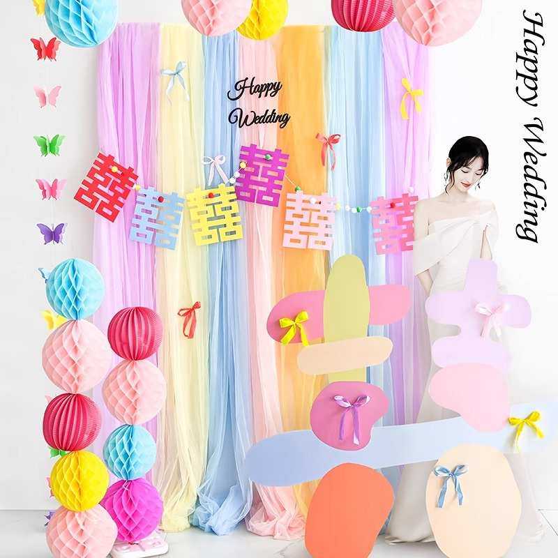 婚房布置多巴胺kt板喜字彩色喜字婚礼彩虹奶油多巴胺纱幔背景墙,居家布艺,居家婚庆拖鞋,淘宝优惠券,粉丝福利购,淘宝优惠卷