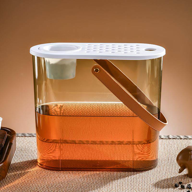 塑料家用茶水桶干湿分离茶台排水桶椭圆夹缝办公室带盖手提废水桶