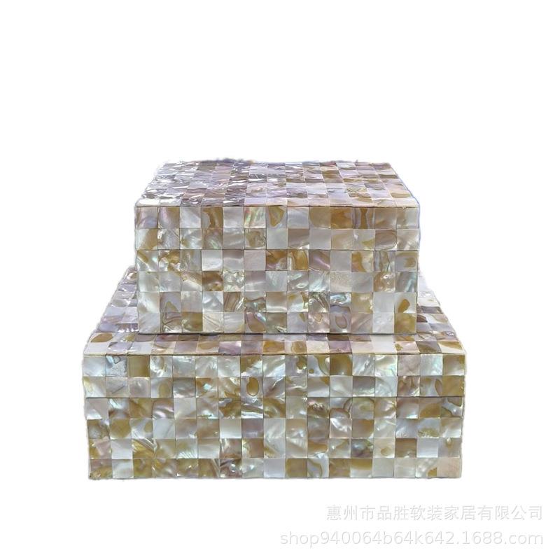 创意新品马赛克贝壳首饰收纳盒北欧样板房装饰品现代家居收纳摆件