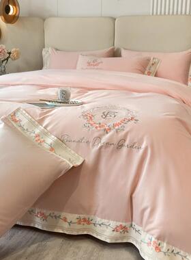 支加160长绒棉刺绣四件套秋冬1厚全棉床上taoyuan用品感00纯棉被