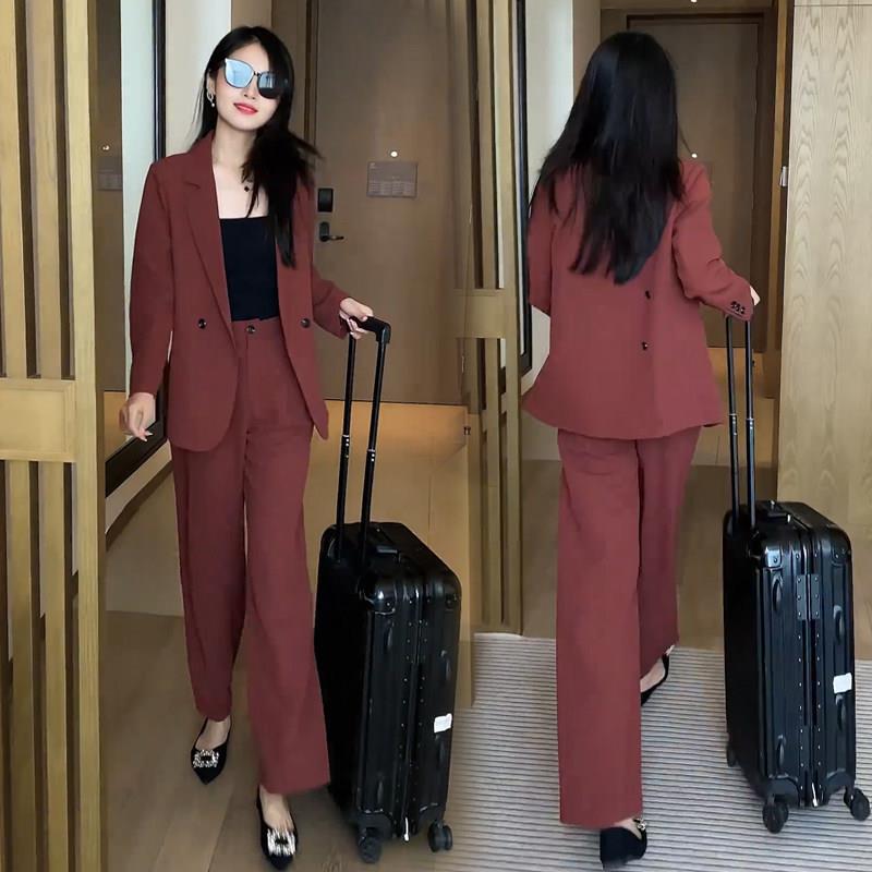 极速时尚气质小西装套装女春季新款设计感西服外套+阔腿裤显瘦两