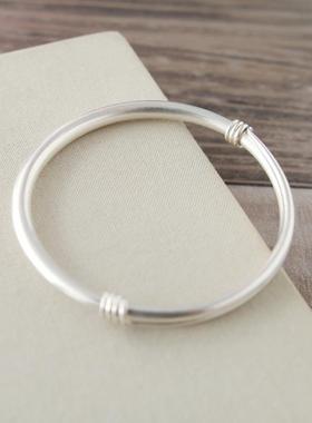 高档999纯银原送创文艺螺女旋闺口圆手镯友送蜜礼物