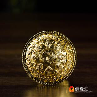 【佛缘汇】藏传佛事用品 合金唐卡轴头 唐卡头子 精美雕花 金色