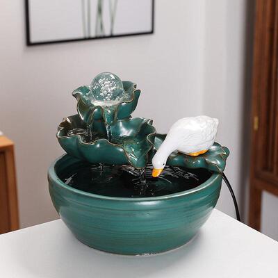 陶瓷鱼缸自动循环流水悬壶摆件室内客厅家用家居加湿器猫咪饮水机