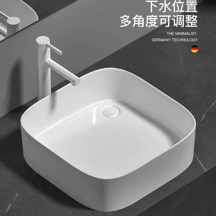 台上盆阳台洗衣机侧排水后排水圆形方形洗手盆陶瓷单盆偏孔洗脸盆