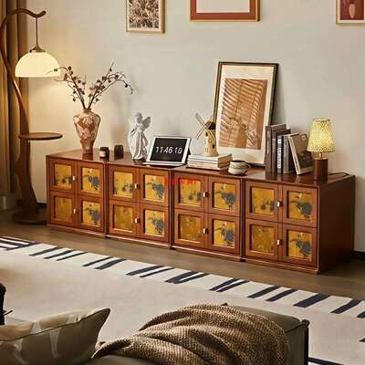 中古风香云纱木斗柜模块合柜实复组IPZ古卡柜新中式电视柜门床头
