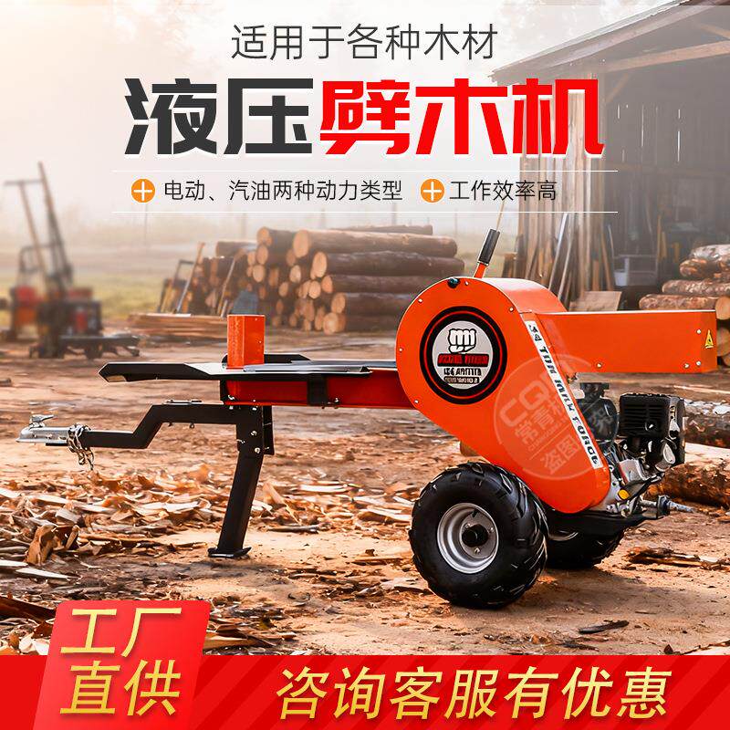 电动液压劈柴机小型全自动劈木机10吨25吨破柴机干湿两用农村家用