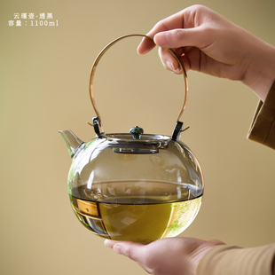 天久璃匠耐热玻璃烧水壶电陶炉专用大容量煮茶壶提梁透明家用泡茶