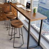 实木吧台桌椅组合简约小户型家用阳台隔断长条桌酒吧高脚桌自然边