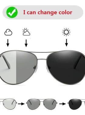 Luxury Photochromic Pilot Polarized Sunglasses Men Women Dri