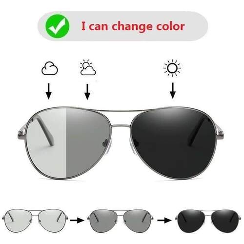 Luxury Photochromic Pilot Polarized Sunglasses Men Women Dri