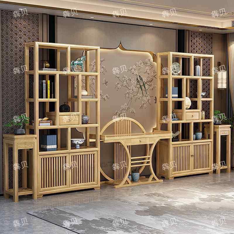 原木色博古架实木新中式书架多宝阁办公室隔断置物架茶叶展示柜子,住宅家具,多宝格/博古架,淘宝优惠券,粉丝福利购,淘宝优惠卷