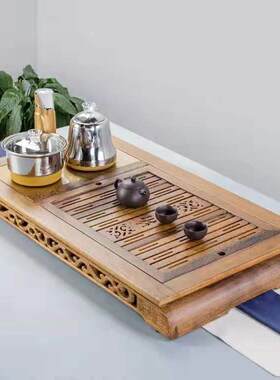 天然实木鸡翅木四合一茶盘排水式简约家用办公室茶台电磁茶炉