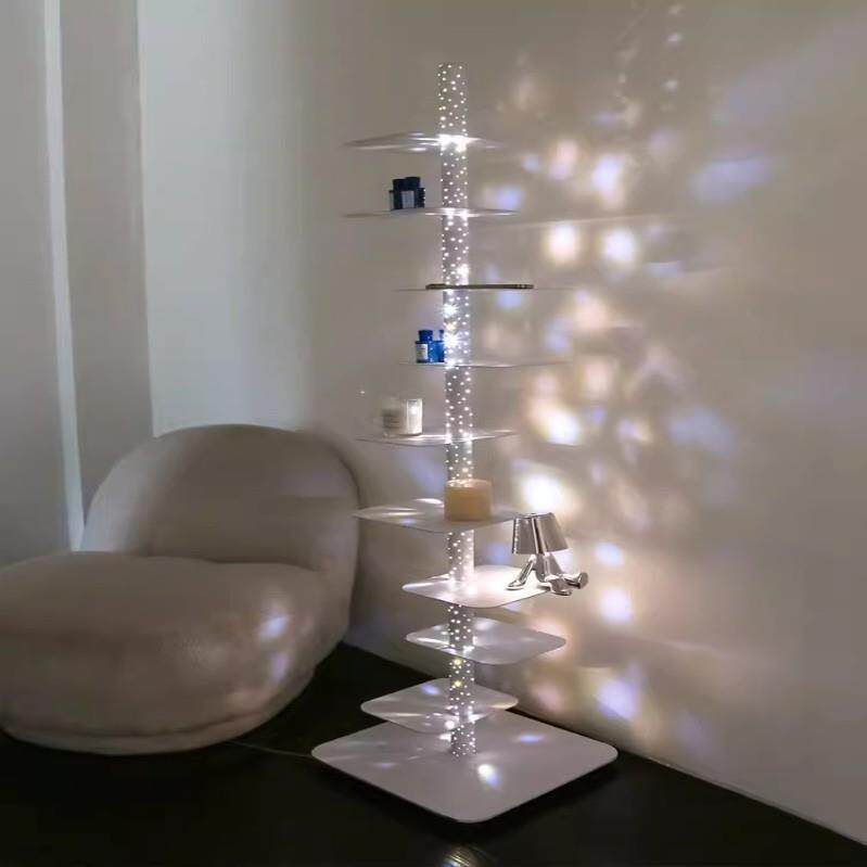 现代艺术客厅意式极简卧室置物架高级氛围感灯新款光影书架落地灯