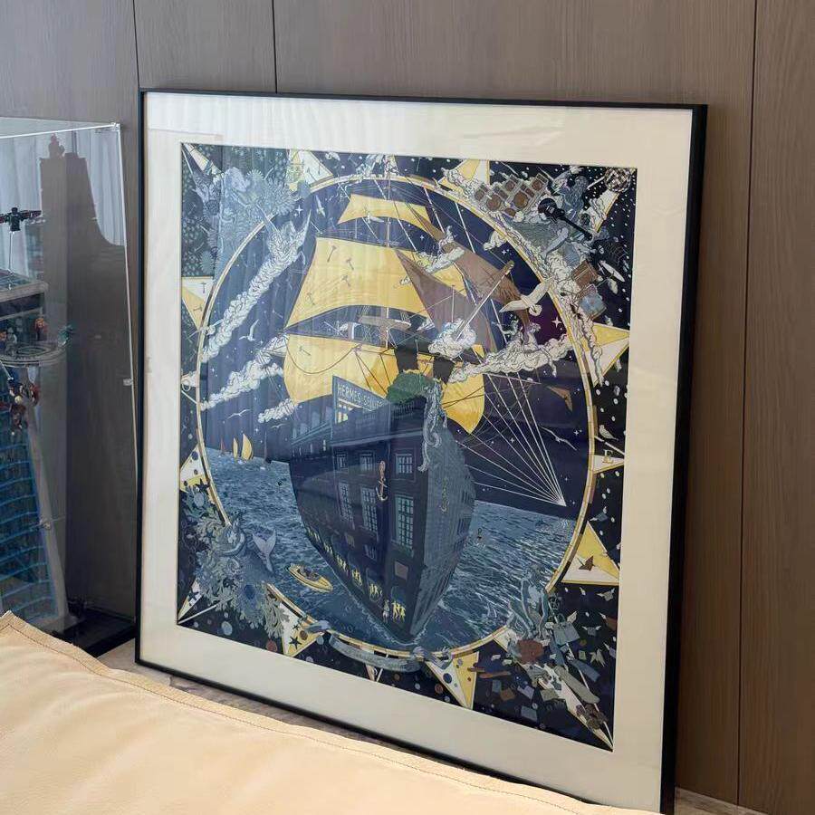 磁吸式丝巾裱框展示可客制化铝合金画框客厅装饰简约现代